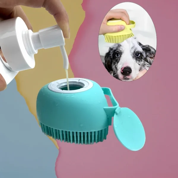 Cepillo masajeador para bañar perros y mascotas uso