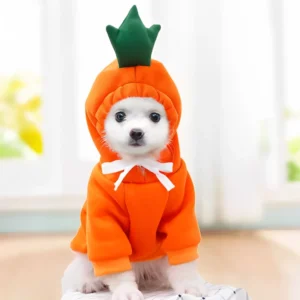 Disfraz de zanahoria con capucha para perros y gatos