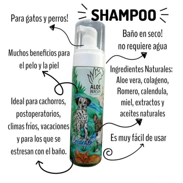 Shampoo Baño en Seco para Perros y Gatos - Image 3