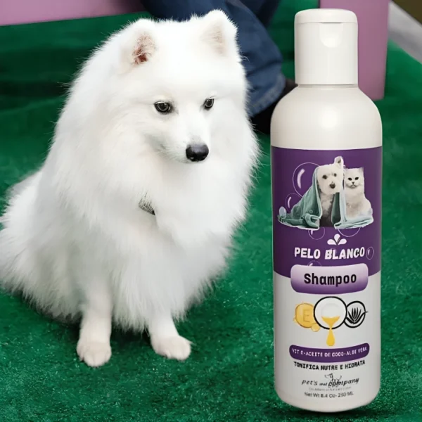 shampoo para perros y gatos de pelo blanco